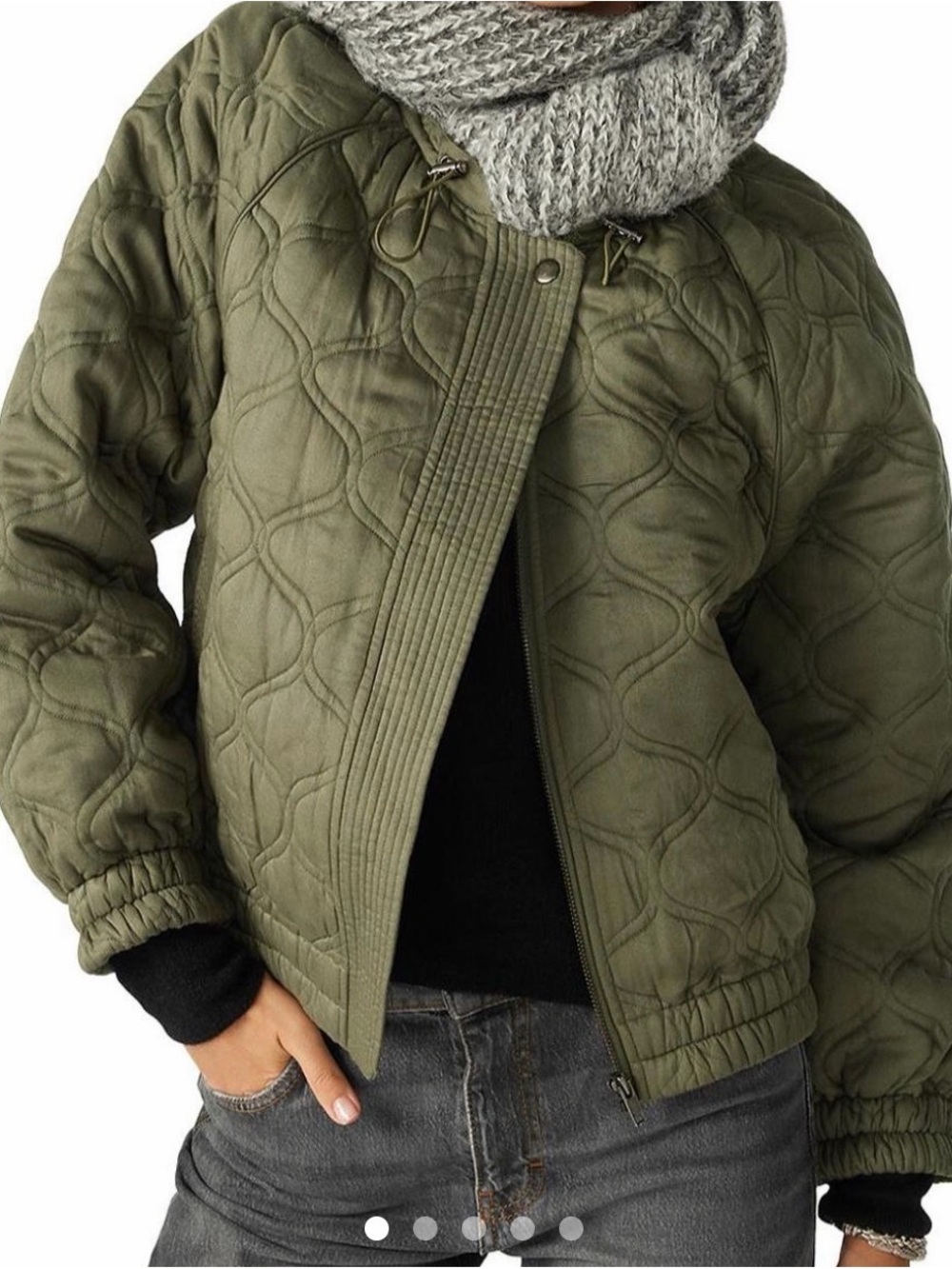 ba&sh Quilted Olive Green Bomber Jacket - Picture 1 of 2